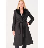 Z6671 DEWBERRY BAYAN PALTO-SİYAH