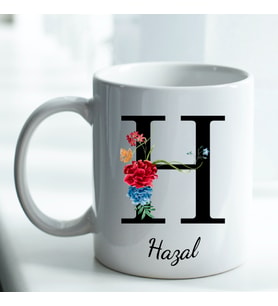 Kişiye Özel İsim ve Fotoğraf Baskılı H Harfli Kupa Bardak No:012