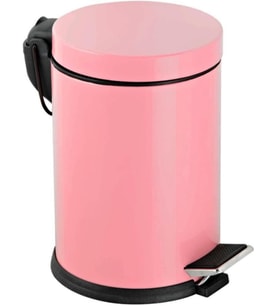 Vinoks Premium Serisi 5 Litre Hacimli Paslanmaz Banyo-Mutfak Pedallı Çöp Kovası Pembe, 5 Litre