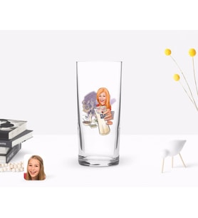 BK Gift Kişiye Özel Kadın Karikatürlü Rakı Bardağı-1 (Beyaz)