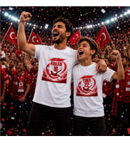BK Gift Kişiye Özel Türkiye Taraftar Temalı 2026 Dünya Kupası Tasarımlı Baba&Oğul Tişört Seti-8, Tek Yürek Milli Takım Ruhu