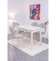 Damla Hilal MDF Mutfak Masa Sandalye Takımı 60x100cm (Beyaz)