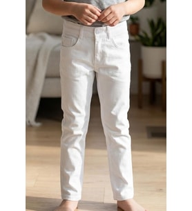 Konsept Erkek Çocuk Gabardin Pantolon Düğmeli Fermuarlı 5-9 Yaş, Ekru