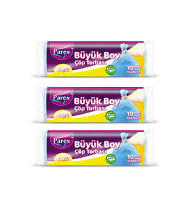 Güçlü Çöp Torbası Büyük Boy 10'lu 65 x 80 cm Üçlü Set