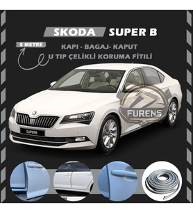 Skoda SuperB Oto Araç Kapı Koruma Fitili 5metre Parlak Gri Renk