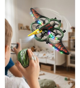 Uzaktan Elde Özel Kumandalı Uçak Dinozor Dron 2.4Ghz 360 Derece Dönebilen LED Işıklı Otomatik İniş Kalkış