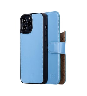 Bouletta Apple iPhone 13 Pro Uyumlu Deri Cüzdanlı Kılıf NU5 Bebe Mavi