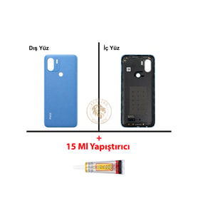 Poco C51 Mavi Arka Pil Kapağı Batarya Kapağı Lazer Kesim Back Cover