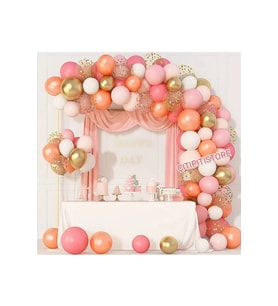 Pembe Tonlarında Rosegoldlu Balon Zincir Seti
