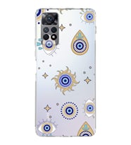 PrintiFy Xiaomi Redmi Note 11 ile Uyumlu 1mm Slim Fit Nazar Boncuğu 5 Baskılı Şeffaf  Kılıf