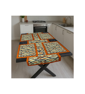 Otantik Motif – 3D Desenli Masa Runner & 4’lü Supla Takımı