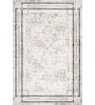 Gri Modern Eskitme Salon Halısı Dijital Baskılı Kaymaz Taban Geometrik Desenli Kısa Havlı Şık Tasarım