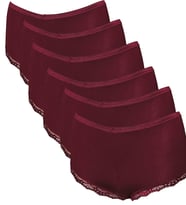 Malabadi Kadın 6 ' Lı Paket Dantelli Modal Şort 1908 (Bordo)