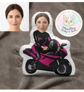 Kişiye Özel Motorcu Kadın Şekilli Maskot Yastık