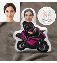 Kişiye Özel Motorcu Kadın Şekilli Maskot Yastık