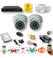 QROMAX 2 Kameralı Set - İnsan Yüz Araç Tanımalı Hareket Algılayan 5 MP SONY Lensli 36 IR Ledli DOME İç Mekan 1080P FULLHD Güvenlik Kamerası Seti D136B