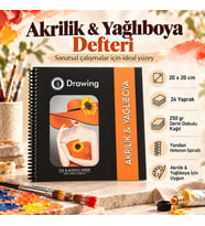Akrilik ve Yağlı Boya Çizim Defteri 20x20 cm 250 gr Derin Dokulu 24 Yaprak