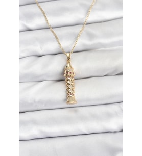 316L Çelik Zincir Gold Renk Balık Model Zirkon Taşlı Kadın Kolye 5886