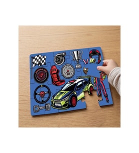 Araba Yarışı - Araba Parçaları Tasarımlı 24 Parça Ahşap Çocuk Puzzle MPK1054