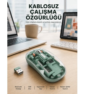 Çift Mod Bağlantılı Kablosuz Mouse Bluetooth ve USB Alıcılı Yeni Nesil