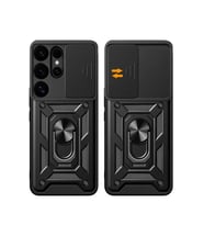 ERTAN Samsung Galaxy S25 Ultra Kılıf Pars Lens Yüzüklü Silikon - Siyah