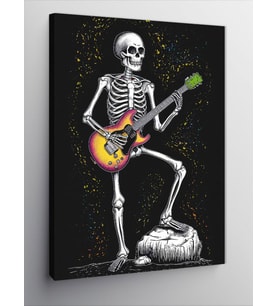 Kanvas Tablo Elektro Gitar Çalan İskelet