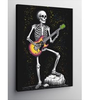 Kanvas Tablo Elektro Gitar Çalan İskelet