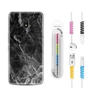 Xiaomi Redmi 8A 8 Pro 9C 9T 10C 11T Pro Kılıf Kablo Koruma Spiral Silikon Kara Mermer 1375