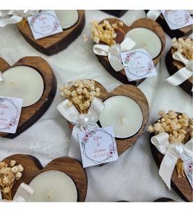 15 Adet Söz Nişan Nikah Hediyelik Kalp Mumluk Ahşap Hediyelik-