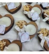 15 Adet Söz Nişan Nikah Hediyelik Kalp Mumluk Ahşap Hediyelik-