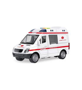 1:16 Kutulu Süreli Sesli Işıklı Sürtmeli Ambulans WY590E-F (Çok Renkli)