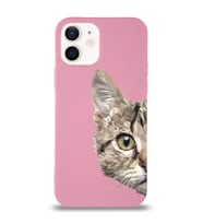 Apple iPhone 12 Uyumlu Lansman Kılıf Catface Tasarımlı Altı Kapalı İçi Kadife Kaplı Silikon Kapak (Şeffaf)