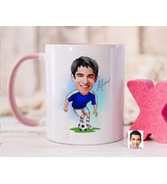 Bk Gift Kişiye Özel Futbolcu Karikatürlü Pembe Kupa Bardak-11, Sevgiliye Hediye, Arkadaşa Hediye