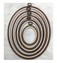 NURGE AHŞAP RENK PLASTİK OVAL PANO KASNAK - NAKIŞ KASNAĞI 5'Lİ SET (Kahverengi)