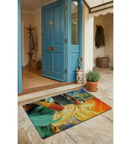 Valerine Life Kapı Önü Paspası 45x70cm Kaymaz Taban Dekoratif iç Dış Mekan Renkli Yağlı Boya Tuval