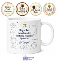Matematik Öğretmeni İçin Kişiye Özel İsimli Baskılı Kupa Bardak Öğretmen Hediyesi