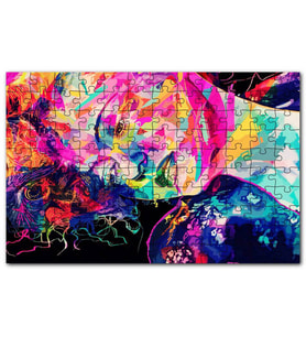 Cakapuzzle Kadın Yüzü ve Renk Patlaması Puzzle Yapboz MDF (Ahşap) (120 Parça)
