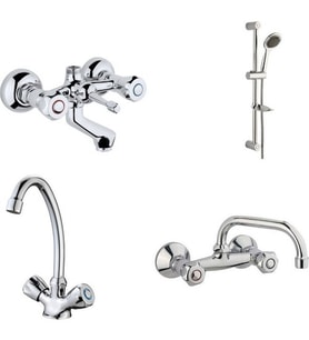ARÇE Klasik Çevirmeli Banyo  Kuğu Evye  Lavabo Bataryası  Sürgülü Duş Takımı