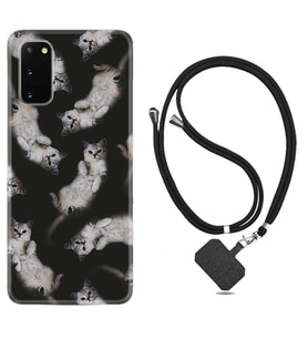 Samsung A02S A03S A10 A12 A13 A21S A22 Kılıf Boyun Askılı Silikon Sevimli Kedicikler 1785