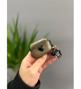 Aripods 3.Nesil Uyumlu Şeffaf Siyah Kalpli Yıldız Askılı Koruyucu Kılıf