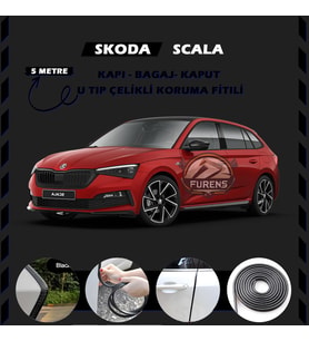 Skoda Scala Oto Araç Kapı Koruma Fitili 5metre Parlak Siyah Renk