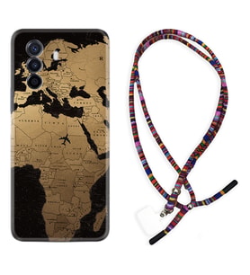 Huawei Nova Y70 Y90 Nova 9 SE  Kılıf Boyun Asklı Rasta Silikon Map Planet 1656