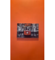 Taksim Tünel Tramvay Natürel Tasarım Ahşap Çerçeve Ev İşyeri Ofis Duvar Kanvas Tablo SBK1 (Çok Renkli)