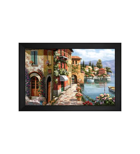 Manzara Temalı Kanvas Tablo 80 x 110 cm Siyah Çerçeve