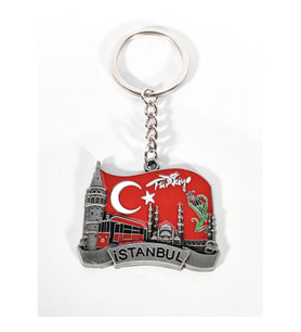Türk Bayrağı Zeminli İstanbul Silüeti Anahtarlık Eskitme Gümüş – Tarihi ve Milli Şık Çanta & Anahtar