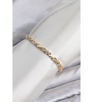 CM Çapraz Zincir Model Zirkon Taşlı VIP Seri Gold Renk Pirinç Kadın Bileklik TJ-BB8605