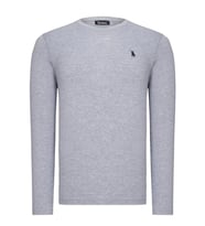 T8588 DEWBERRY BİSİKLET YAKA UZUN KOL T-SHIRT-AÇIK GRİ