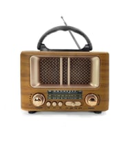 Küçük Mini Boy Retro Ahşap Tasarım Bluetooth Hoparlörlü Radyo – FM/AM Destekli, Şarjlı ve Taşınabilir Radyo NS-8108 (5343)