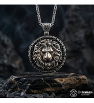 Aslan Figürlü Gümüş Erkek Kolye