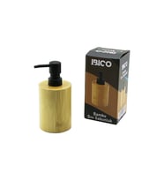 YUVARLAK AHŞAP BAMBU SIVI SABUNLUK SİYAH PLASTİK POMPA ÇAP: 8CM - Y: 11CM (5668)